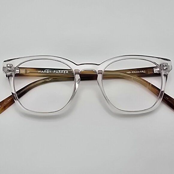 Warby Parker Felix N 506 Crystal with English Oak Eyeglasses Frame w/ Case 47mm - Picture 13 of 16